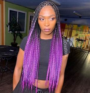 Small Knotless Braids with Color
