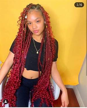 Red Boho Box Braids