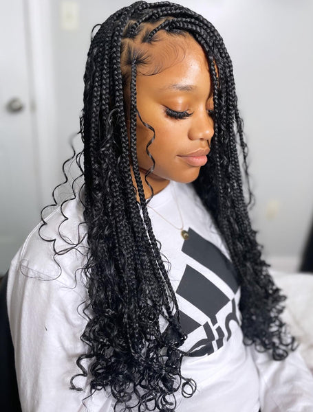 Bohemian Knotless Braids With Curly Ends