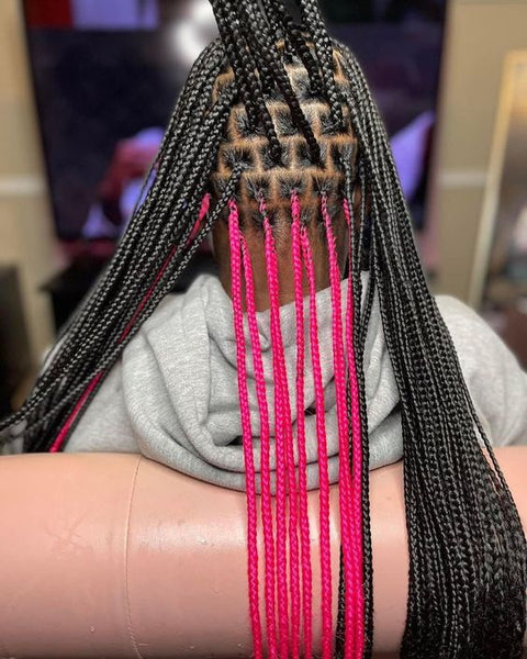 black and pink Peekaboo braids