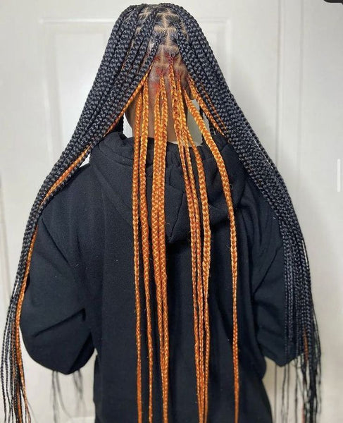 orange and black Peekaboo braids