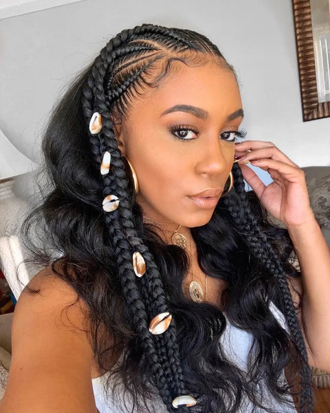 cornrow braids with curly weave