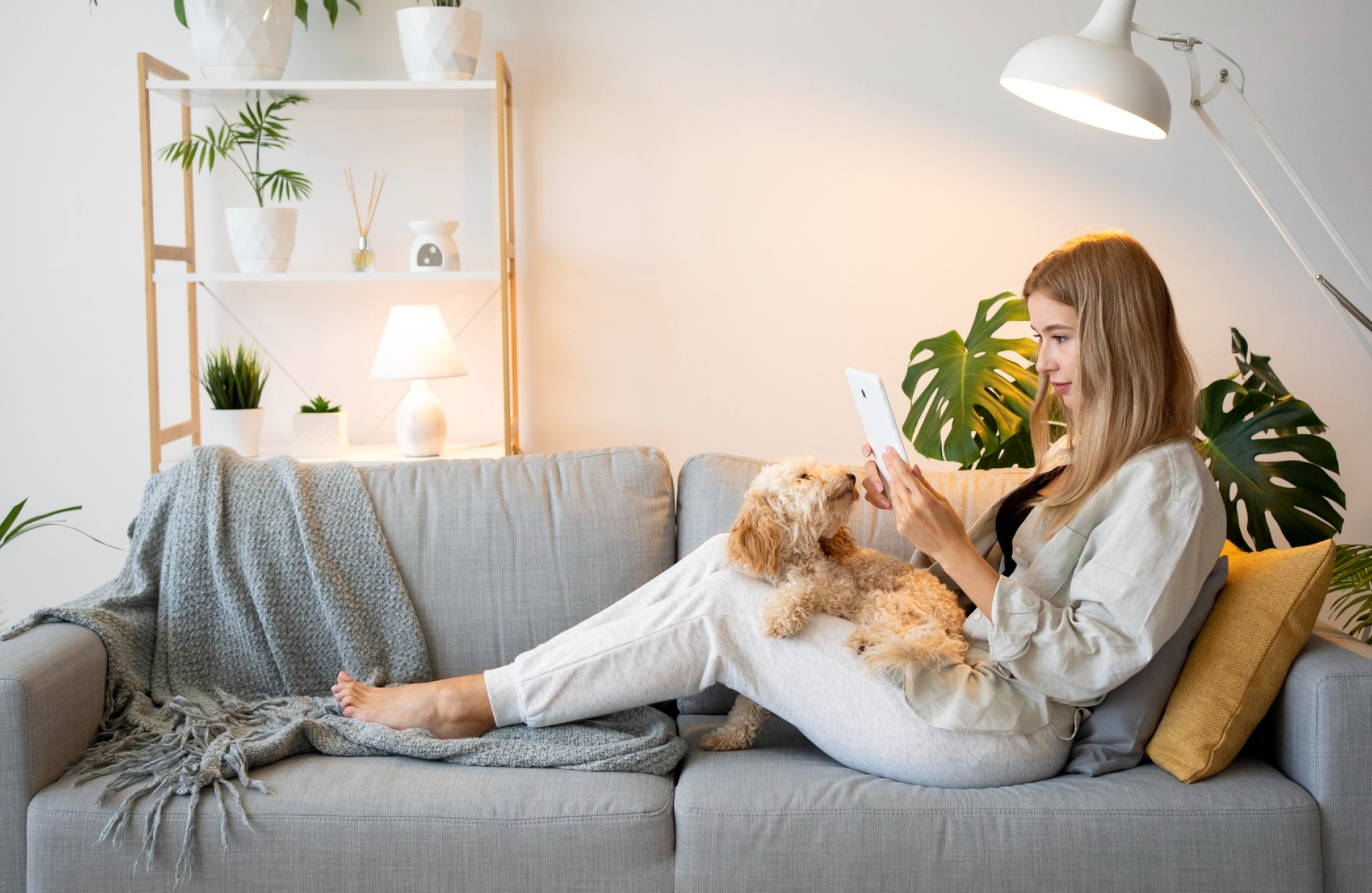 Happy woman and dog