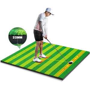 5x4ft Thickened Indoor Outdoor Golf Hitting Mat with Stripe Guide Alignment - tennisandgolfaffair
