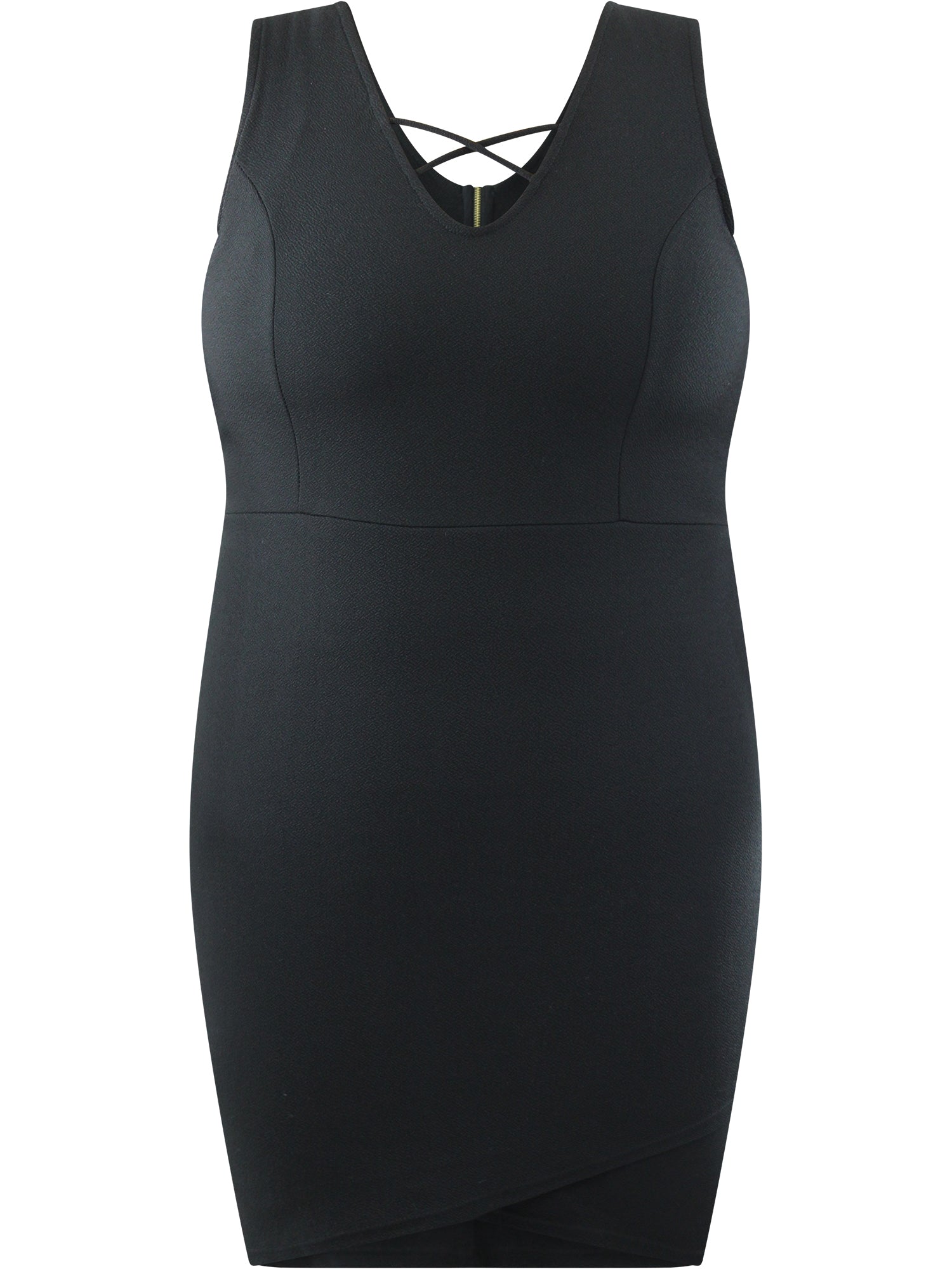 Black Asymmetric Plus Size Mini Dress Luxury Divas