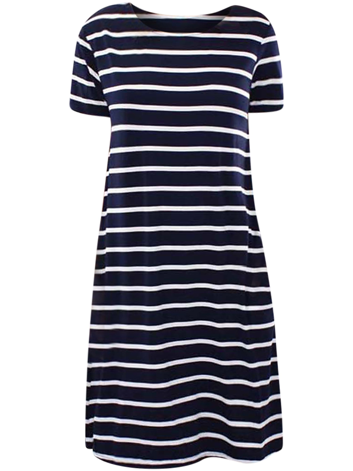 Navy & White Short Sleeve Midi T-Shirt Dress Size Small – Luxury Divas