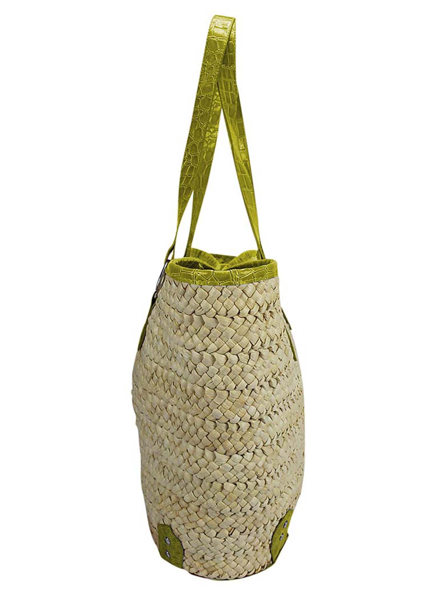 Braided Beach Tote Bag With Croc Trim – Luxury Divas