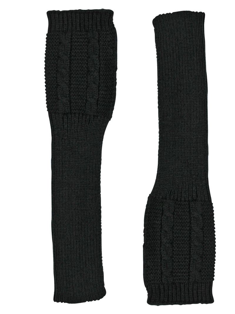 Black Long Cable Knit Fingerless Gloves – Luxury Divas