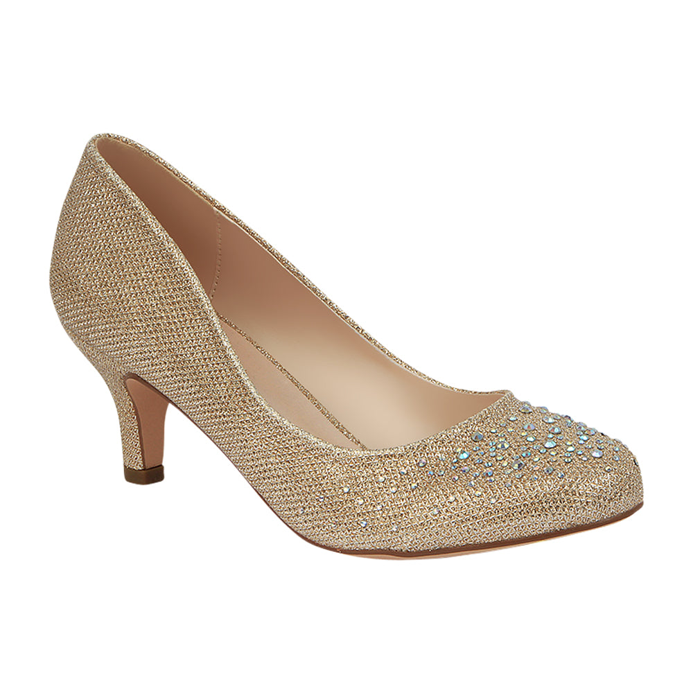 low heel metallic shoes