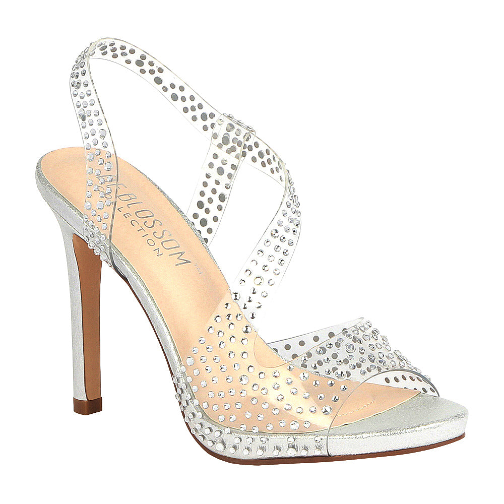 clear rhinestone pumps