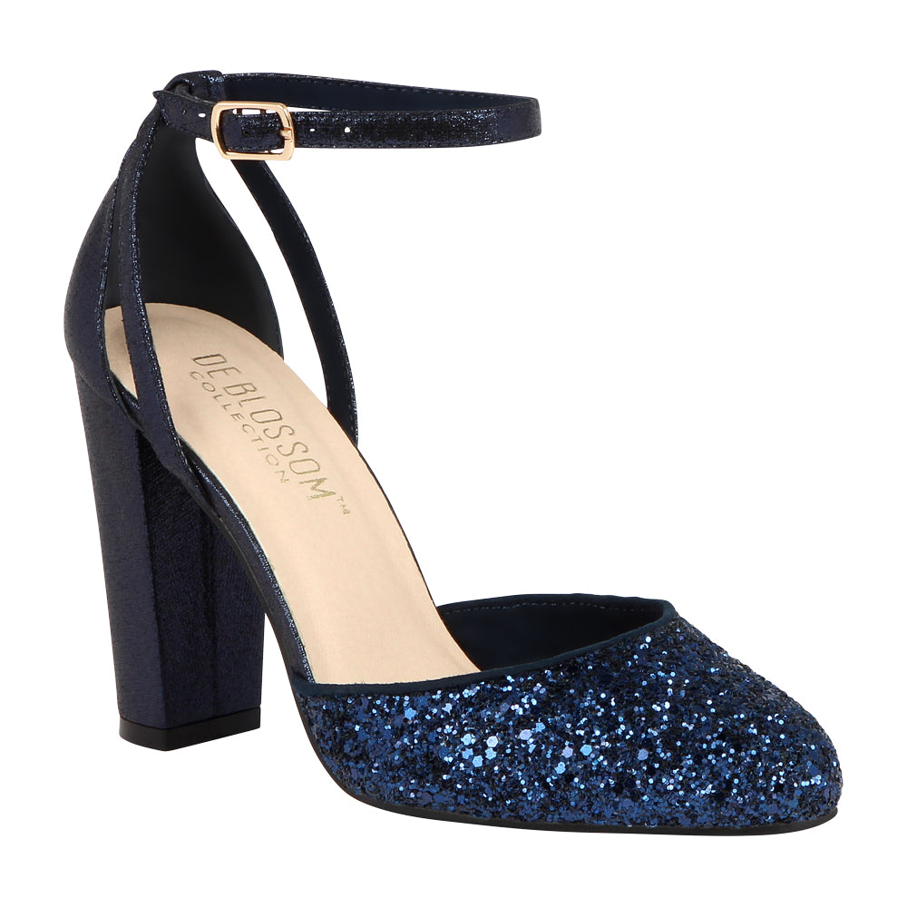 navy evening heels