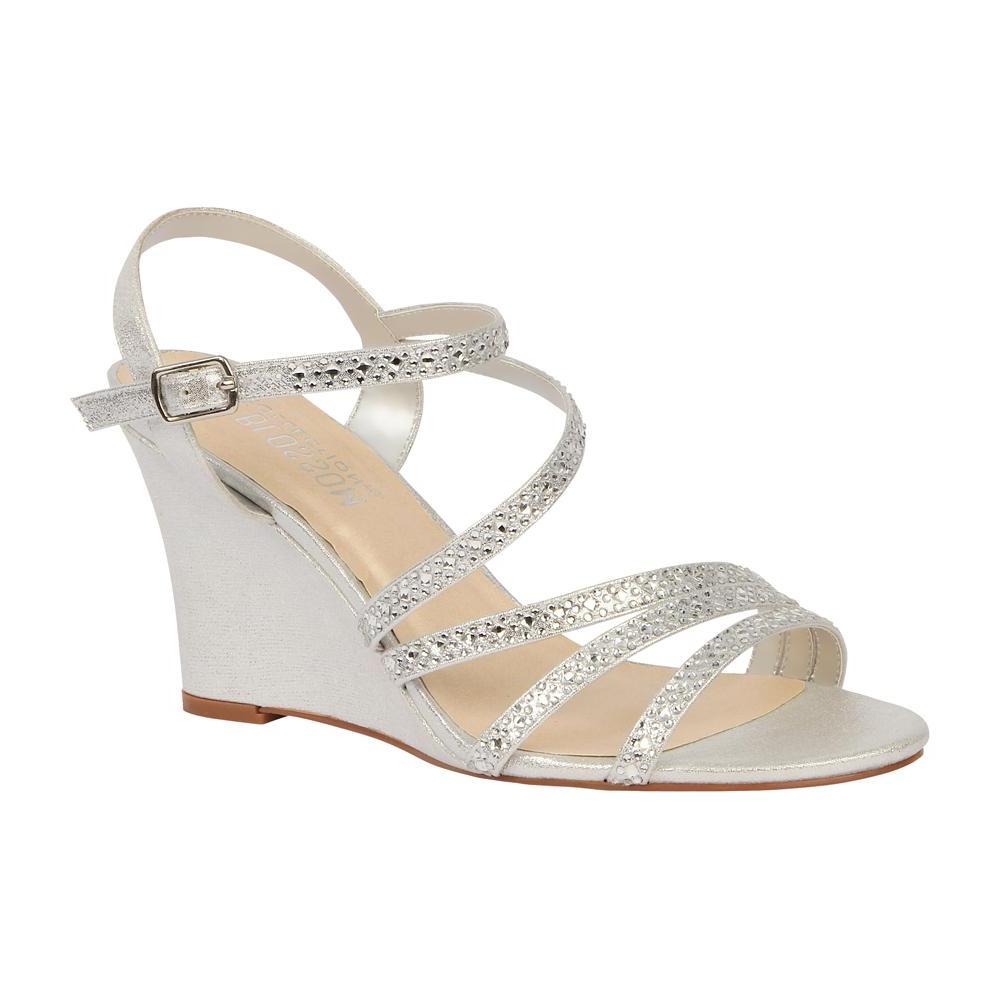 silver rhinestone wedges