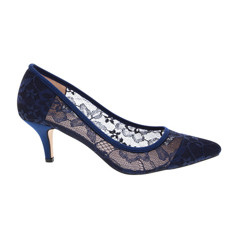 navy blue lace heels