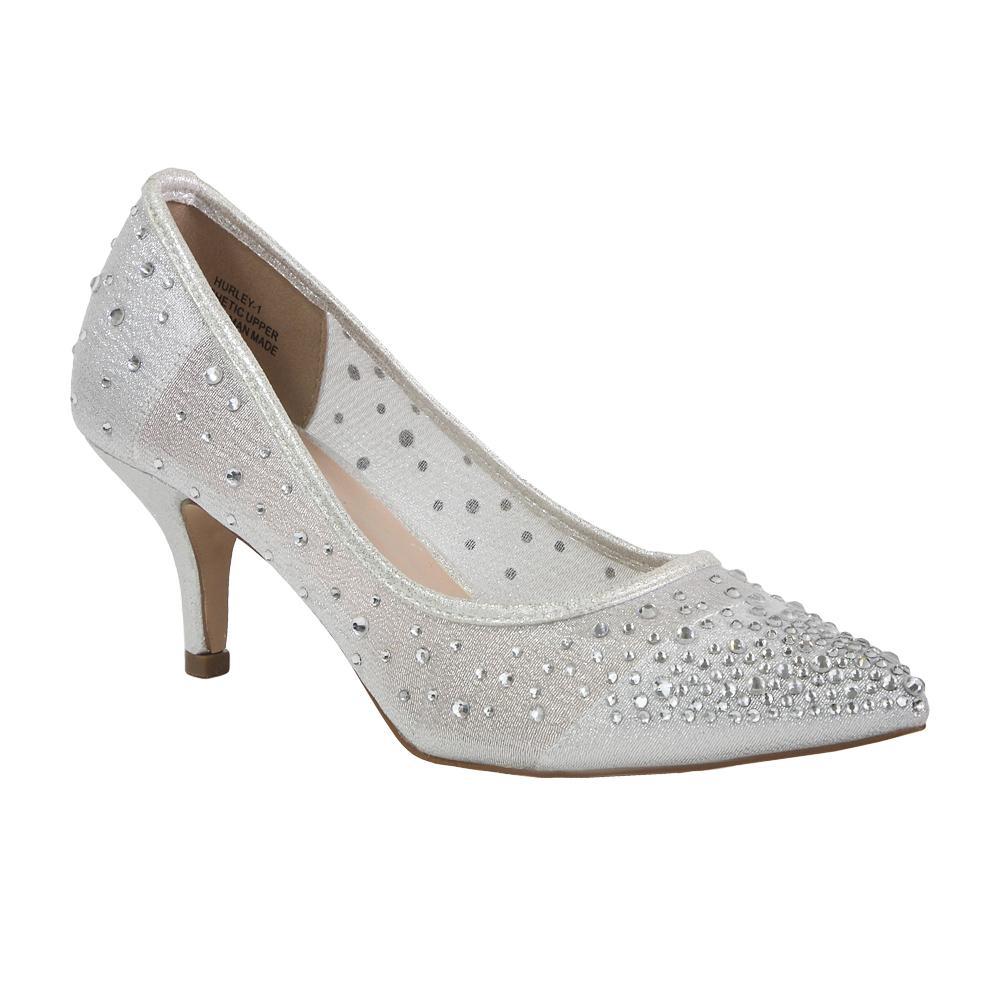 Hurley-1 Kitten Heel- Silver, Low Heels- De Blossom Collection