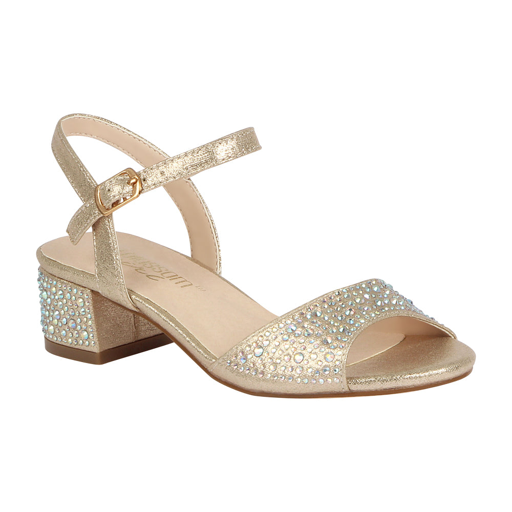 champagne block heel sandal