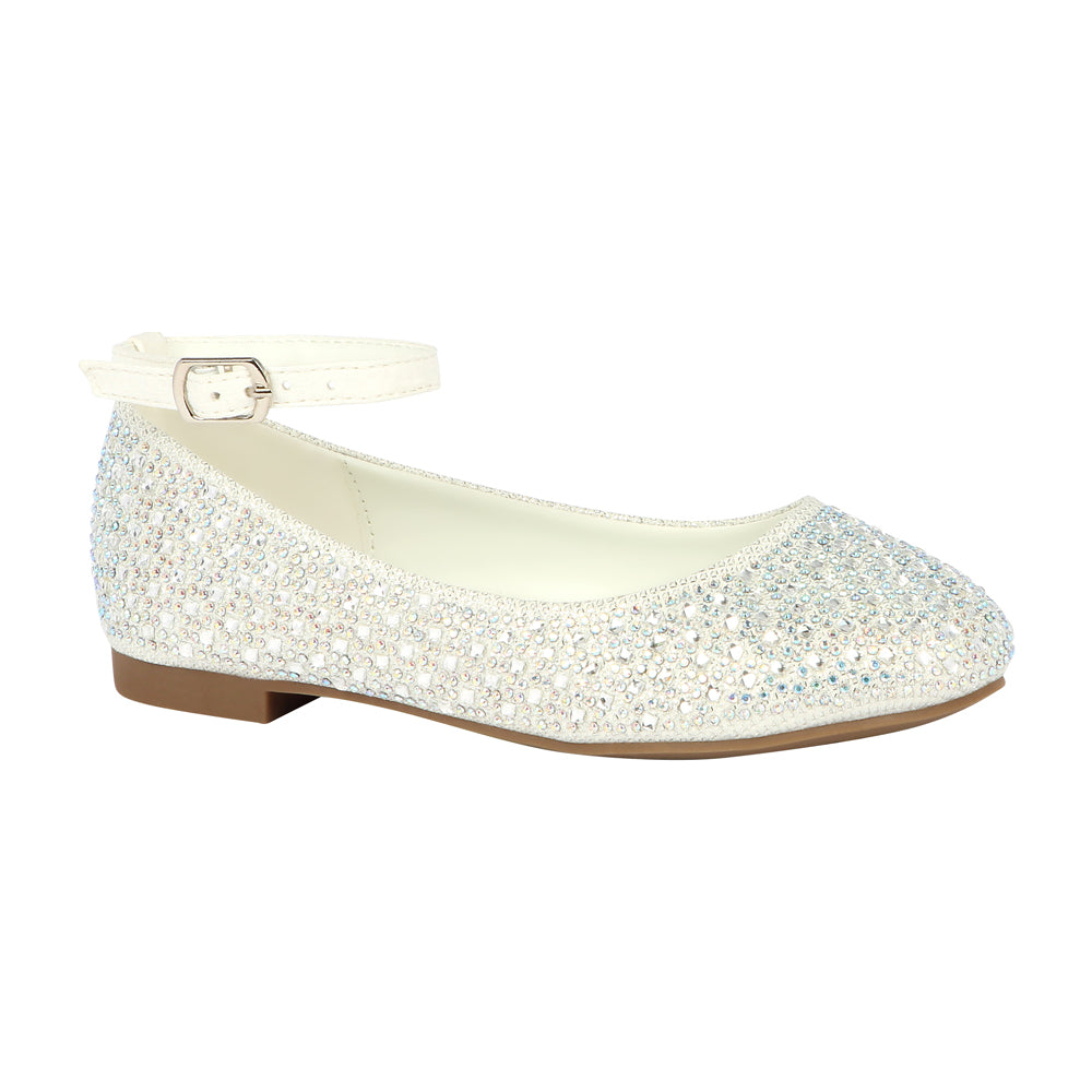 white sparkly flat shoes