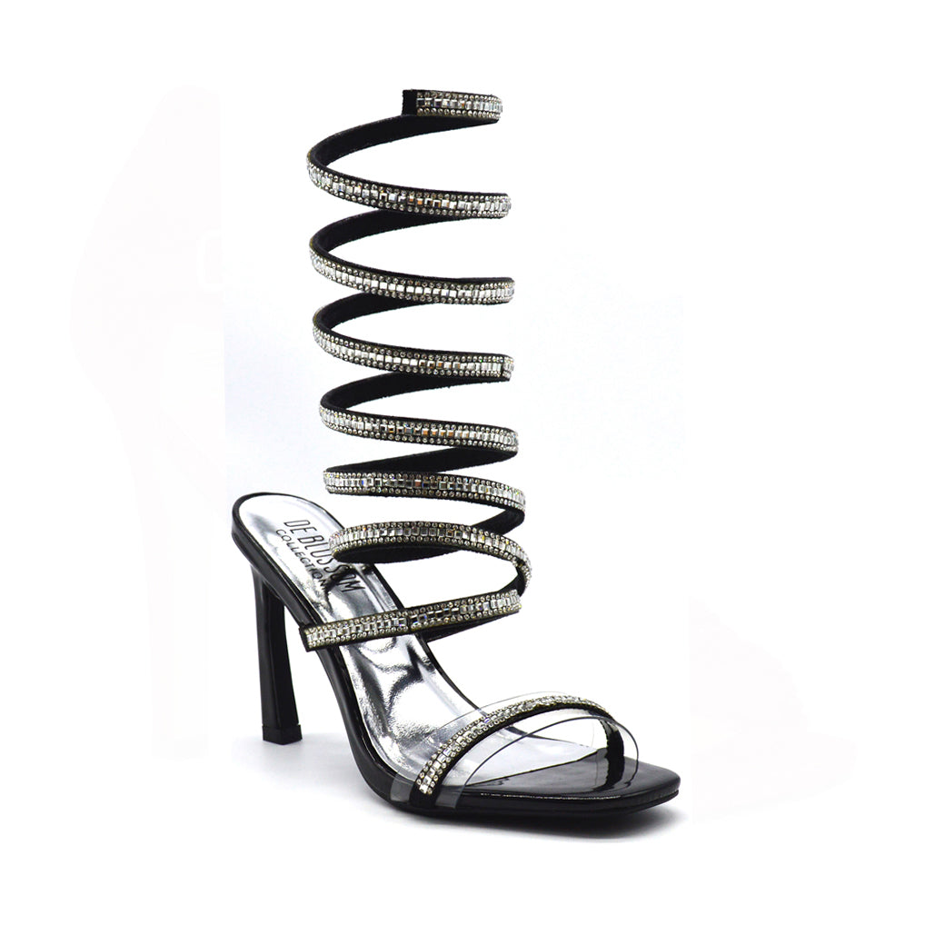 Kylie-1 Rhinestone Wrap Heeled Sandal 