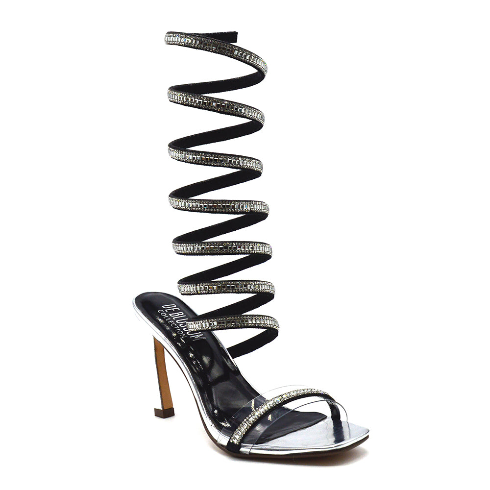 Kylie-1 Rhinestone Wrap Heeled Sandal 