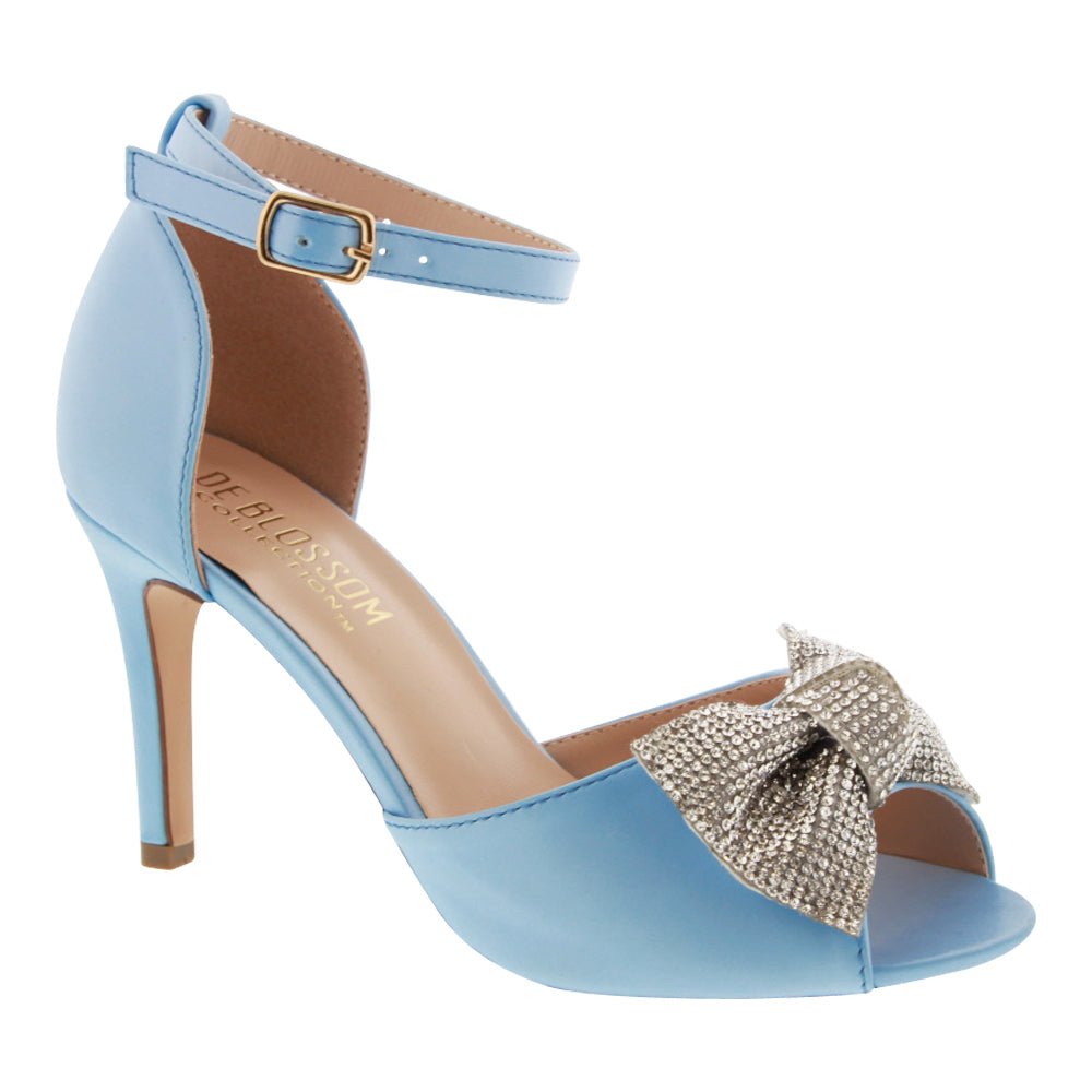 light blue heels with bow