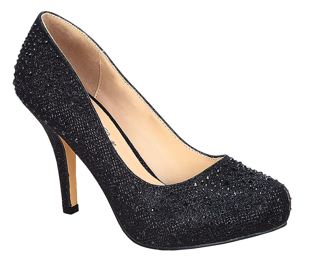 black round toe pump