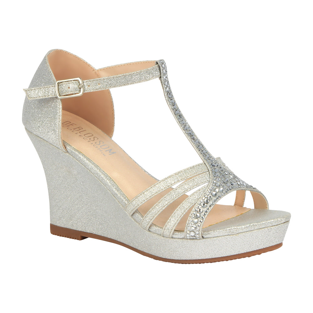 silver sparkly platform sandals