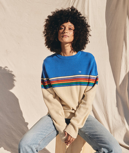 Vintage OP Crew in Blue Rainbow Stripe – Marine Layer