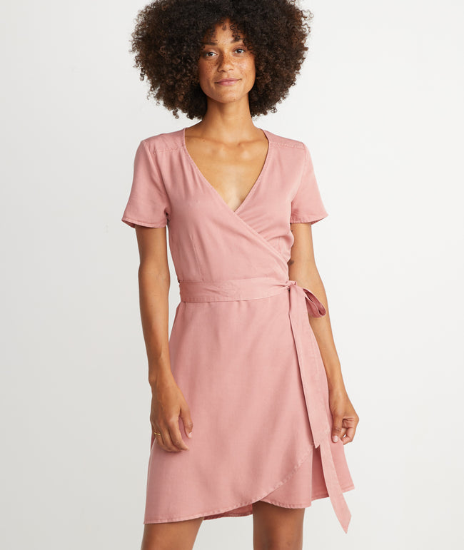 rose pink wrap dress