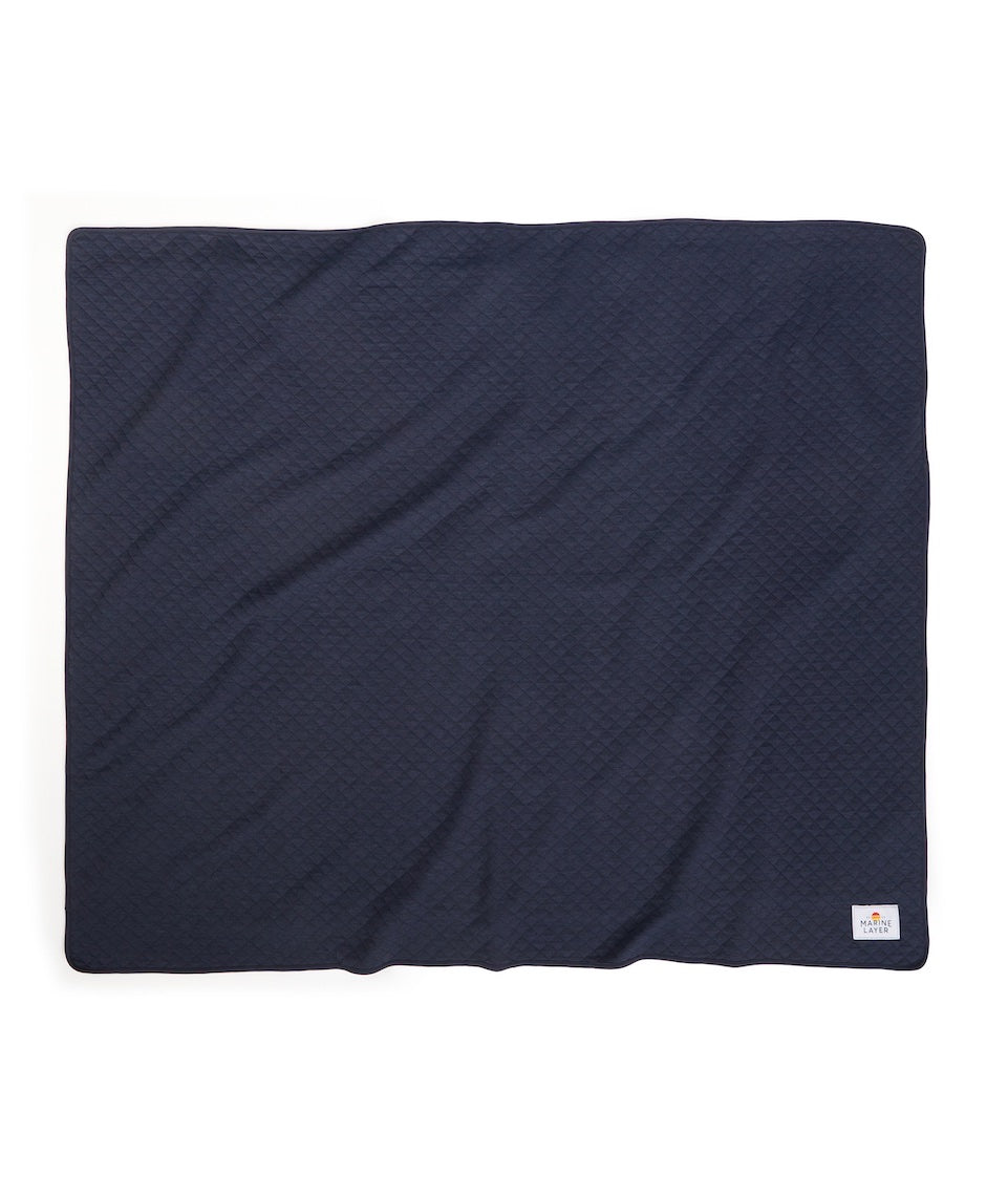 Corbet Blanket in Navy Heather & Charcoal