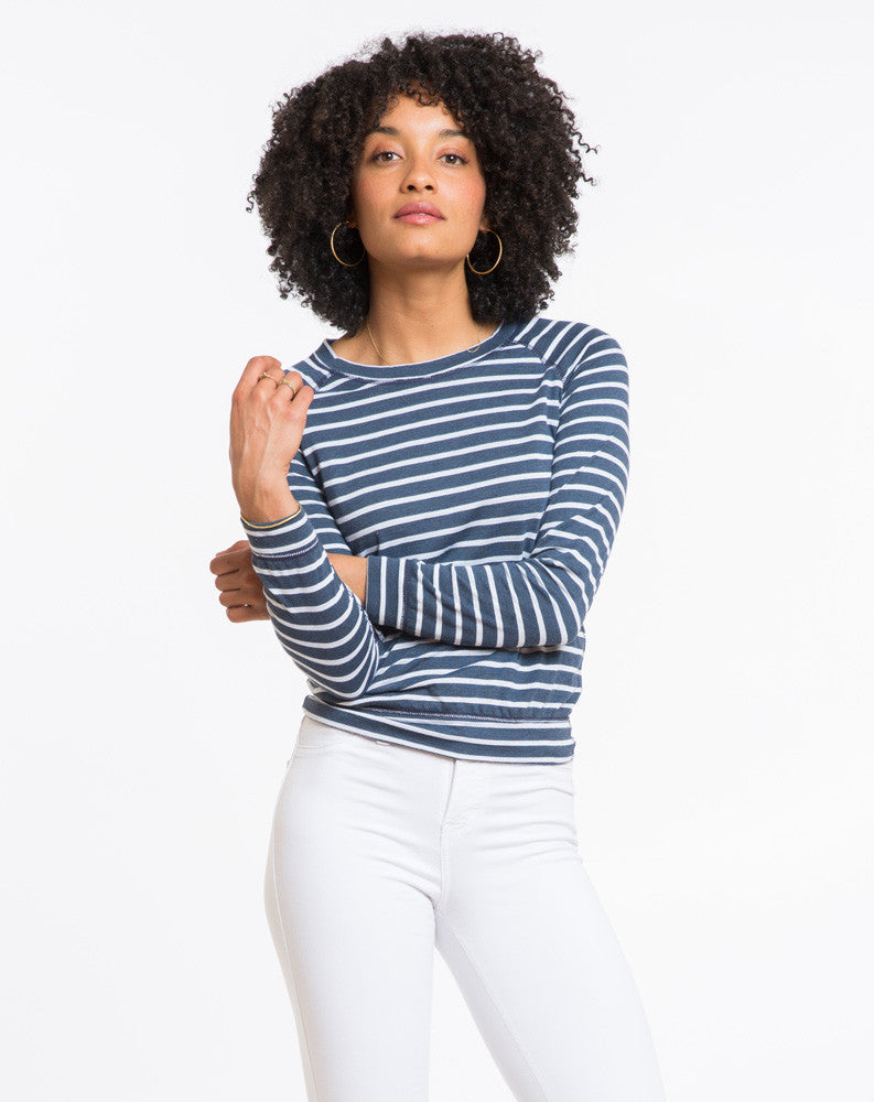 Double Stripe Reversible Raglan - Navy and White – Marine Layer