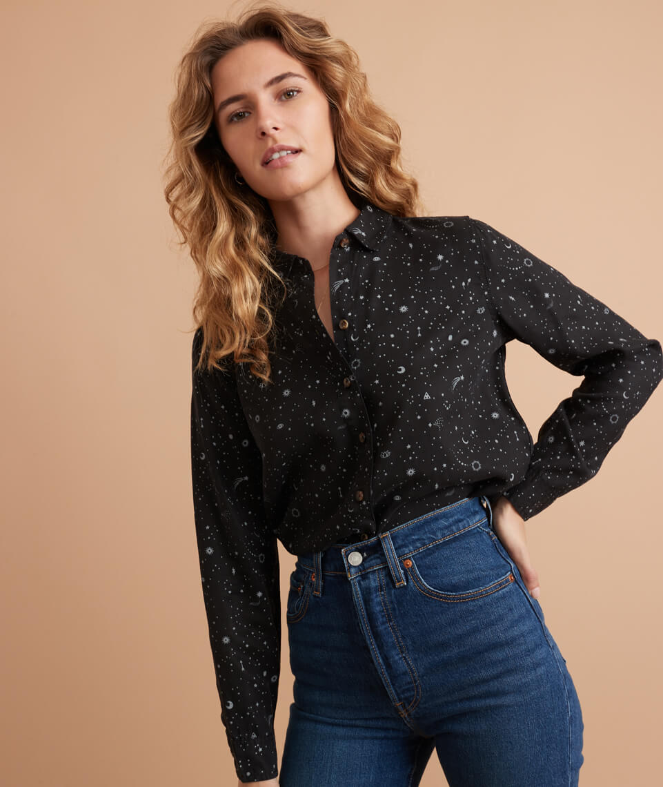 Rebekah Relaxed Shirt in Eclipse Celestial Print