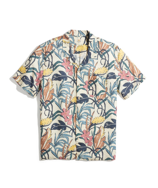 Short Sleeve Printed Resort Shirt in Natural Floral Print Marine Layer