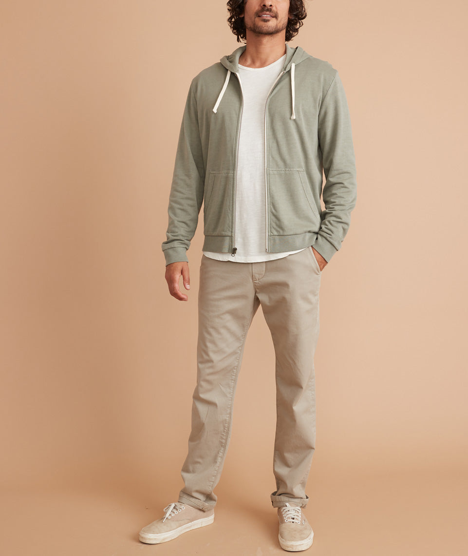 Signature Zip Lined Hoodie in Vetiver