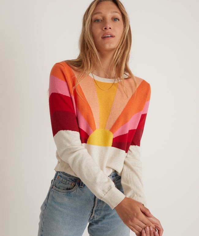 Sunset Icon Sweater in Oatmeal/Warm Sunset – Marine Layer