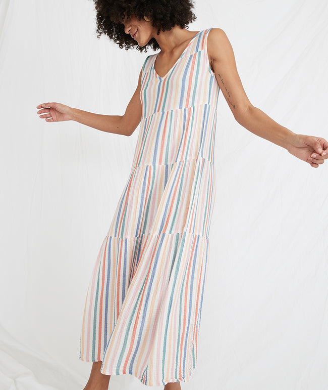 multi stripe maxi dress