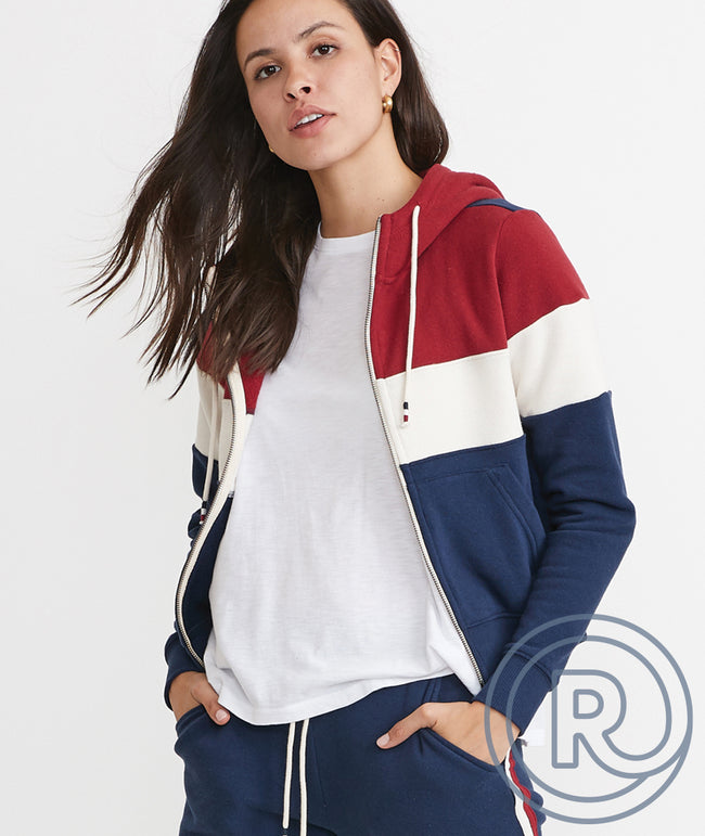 red and blue hoodie