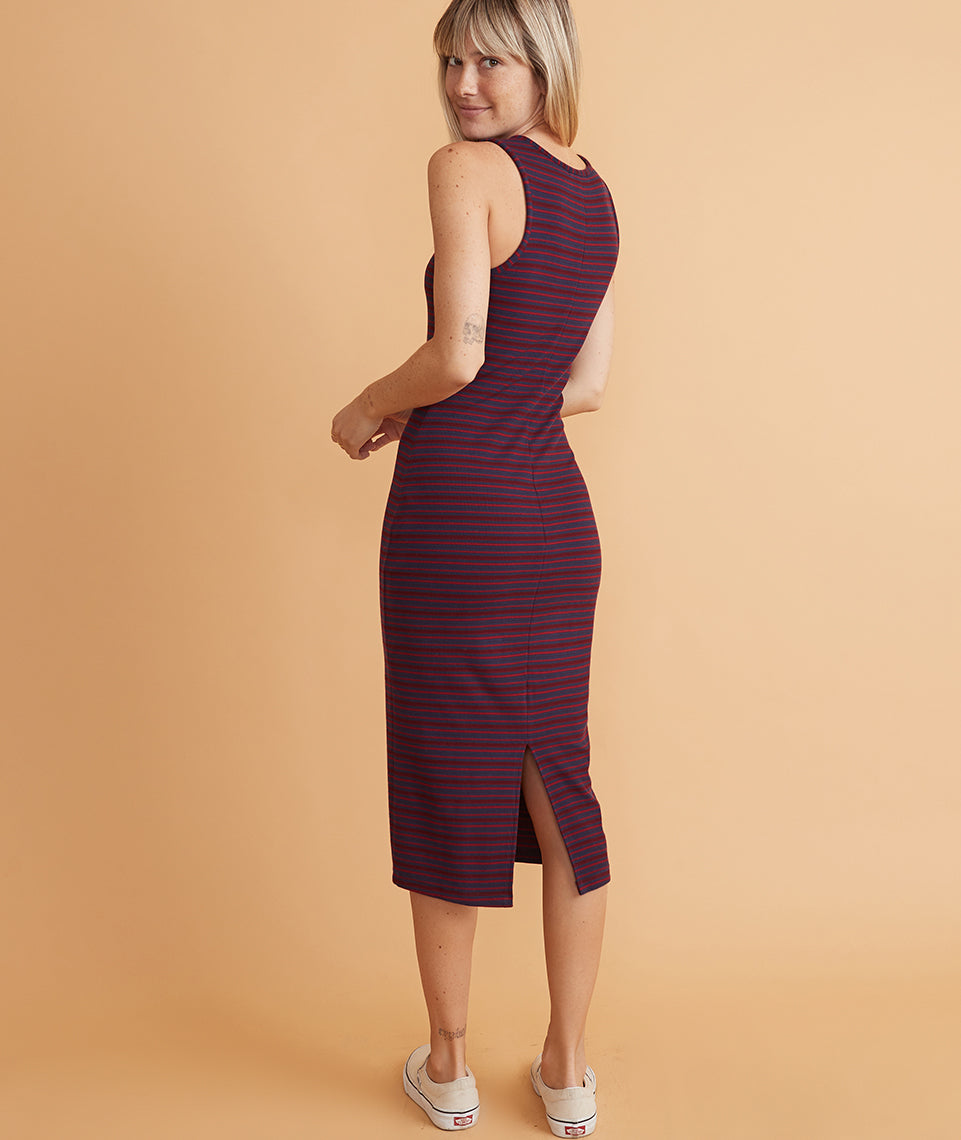 next navy stripe dress