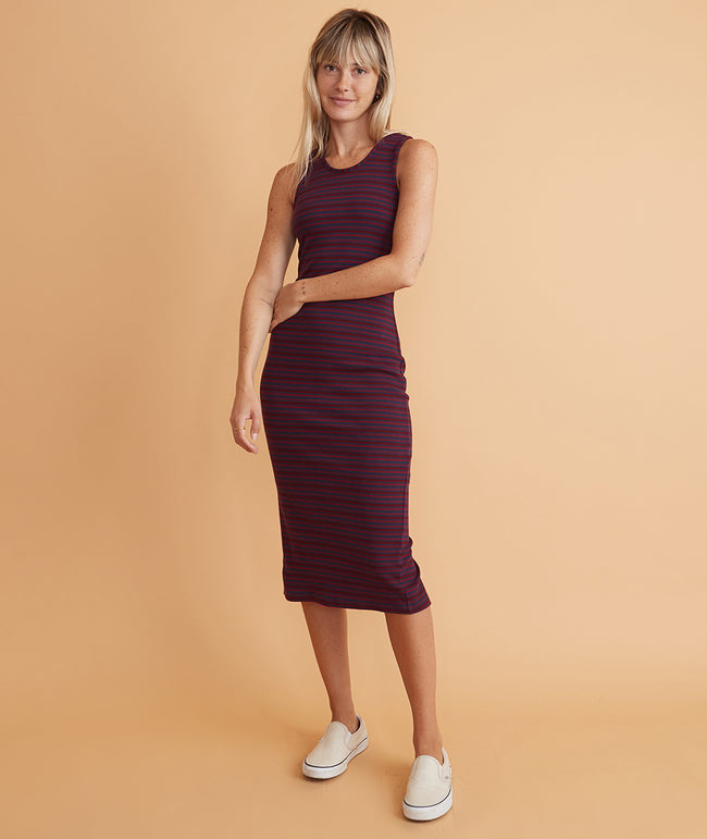 Lexi Rib Daytime Midi Dress in Cabernet 