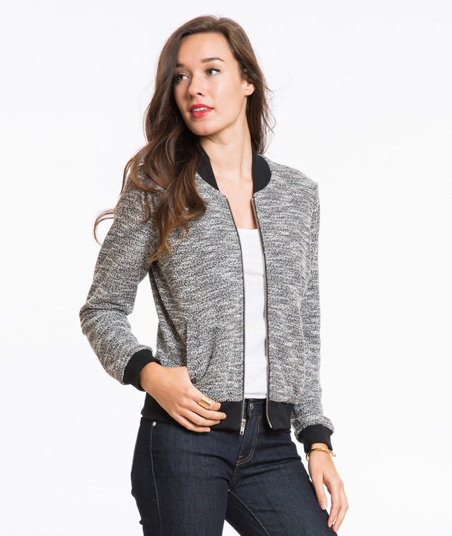 Tweed Pippa Bomber - Charcoal – Marine Layer