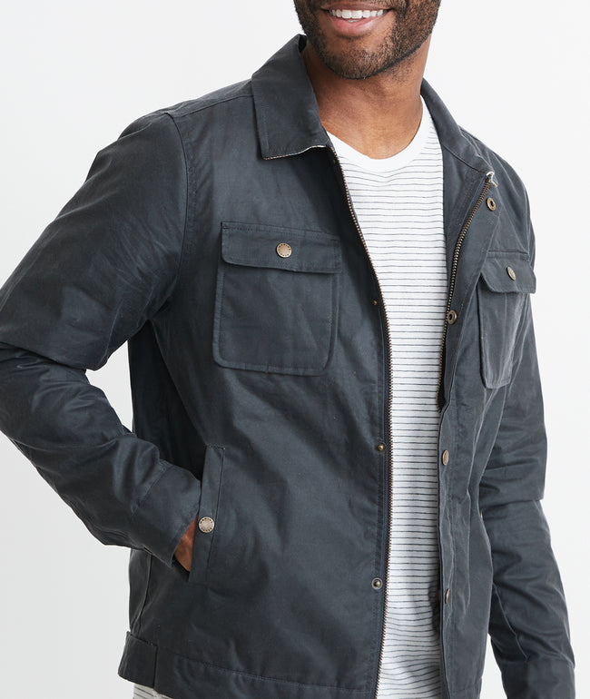 Waxed Canvas Trucker Jacket in Grey 