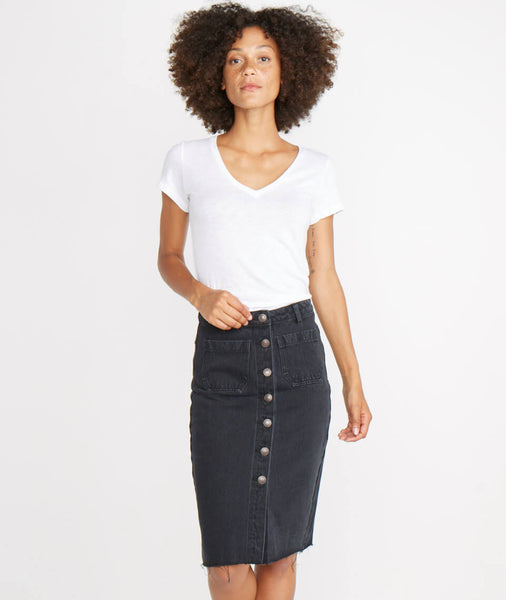 Blake Midi Skirt in Faded Black – Marine Layer