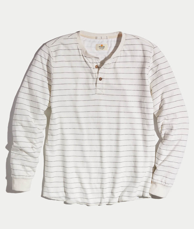 Double Knit Henley - Natural Stripe – Marine Layer