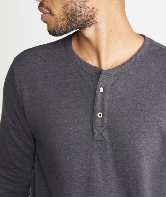 Double Knit Henley - Faded Black – Marine Layer