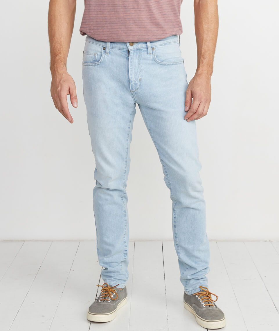 slim fit light wash jeans