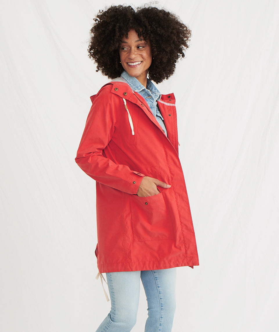 Milie Raincoat In Poppy Red Marine Layer