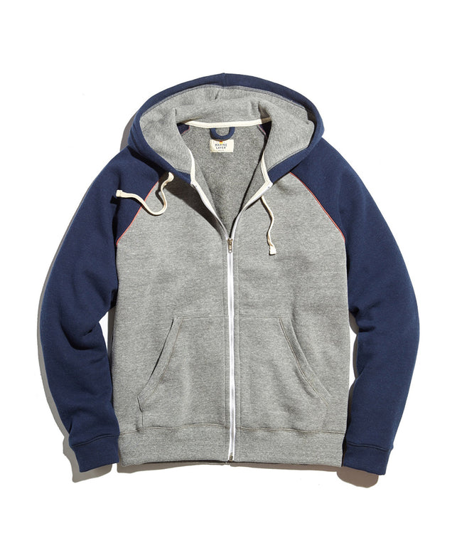 Raglan Zip Hoodie in Heather Grey/Navy – Marine Layer