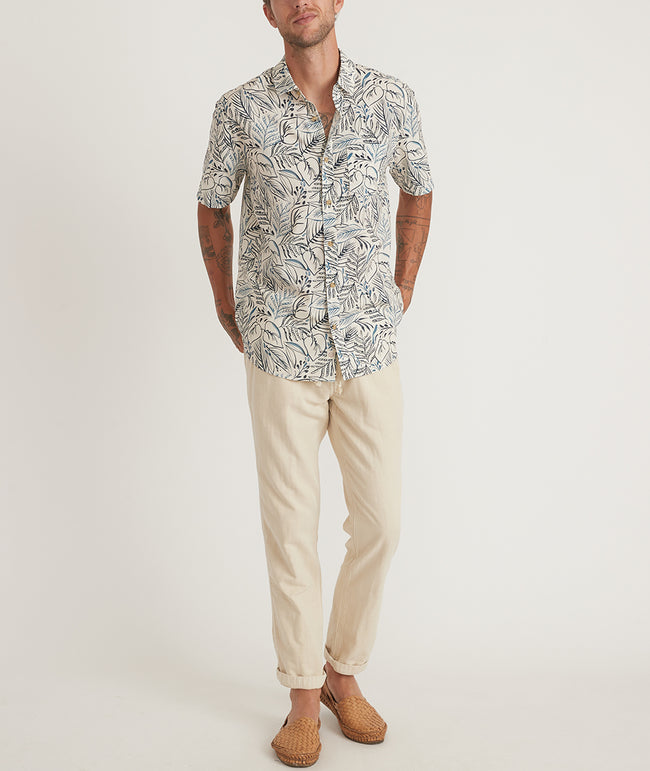 Short Sleeve Cotton Rayon Shirt in Vintage Hawaiian Print – Marine