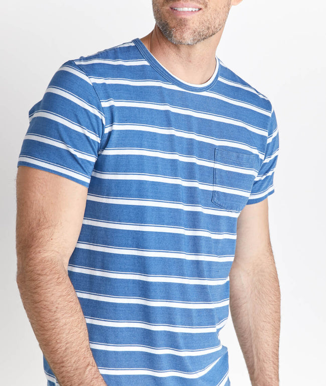 Saddle Pocket Tee in Indigo Stripe – Marine Layer