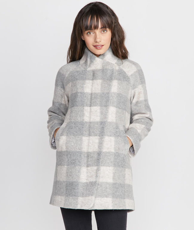 Stephanie Cocoon Coat in Buffalo Check – Marine Layer