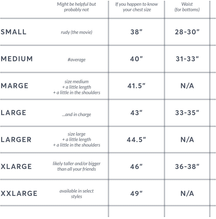 Marine Layer Size Chart Women's