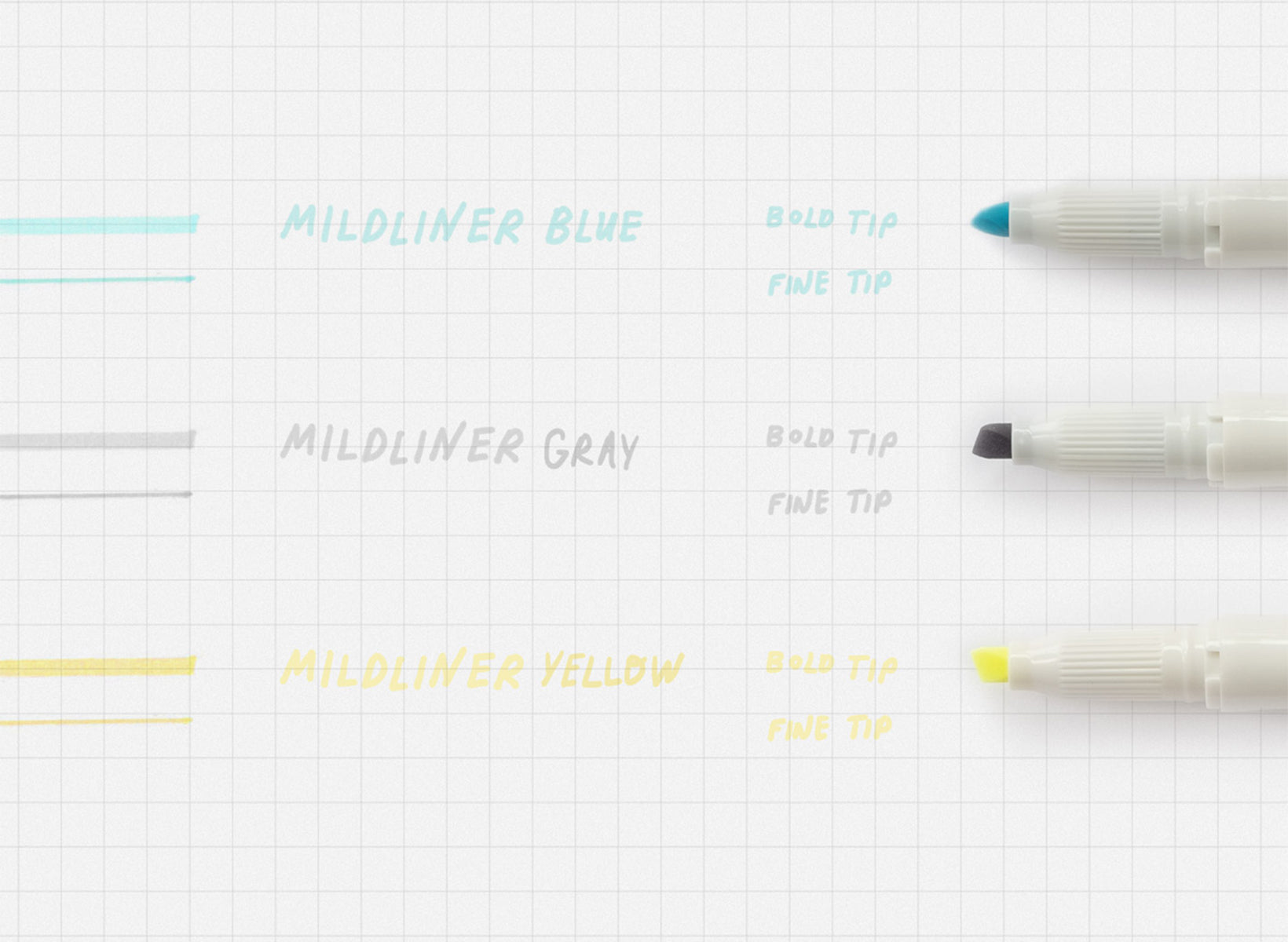 a mildliner highlighter writing test is shown on grid paper